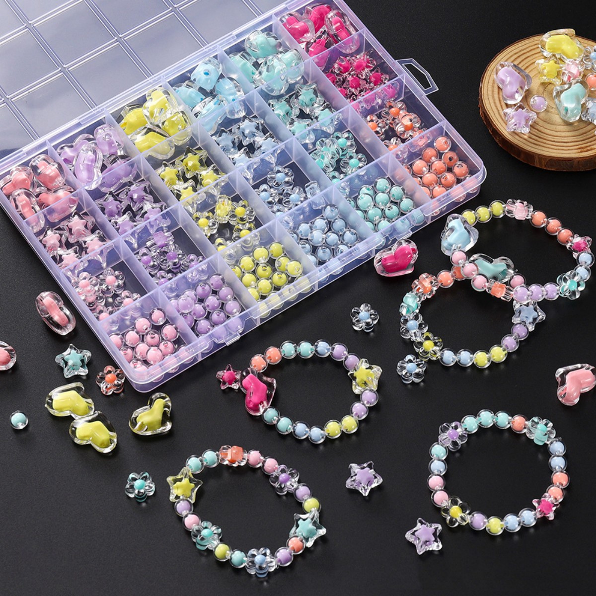 174 unids/caja de cuentas acrí - Jewelry Making For Birthday Party reseña y precio